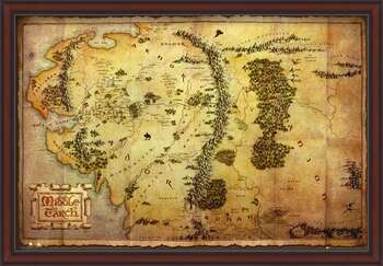 Плакат с рамка The Hobbit - Middle Earth Map